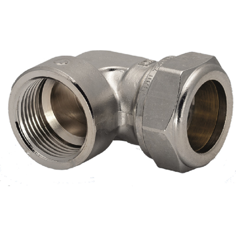 VSH super D1414F vinkel koppling 90°, 12 mm x R10, förkromad, mässing