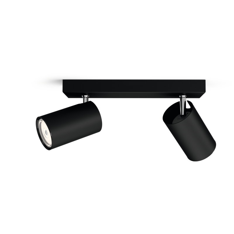 Philips myLiving Kosipo lofts-/vægspot x 2, Overflade spotlys, GU10, 2 pære(r ), LED, 220-240 V, Sort
