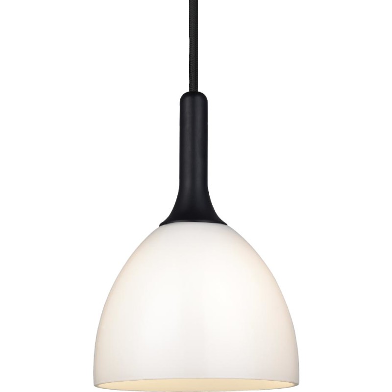 BELLEVUE hængelampe, sort/opal, 14 cm glas, G9 - Halo Design - Stue - Med én lyskilde