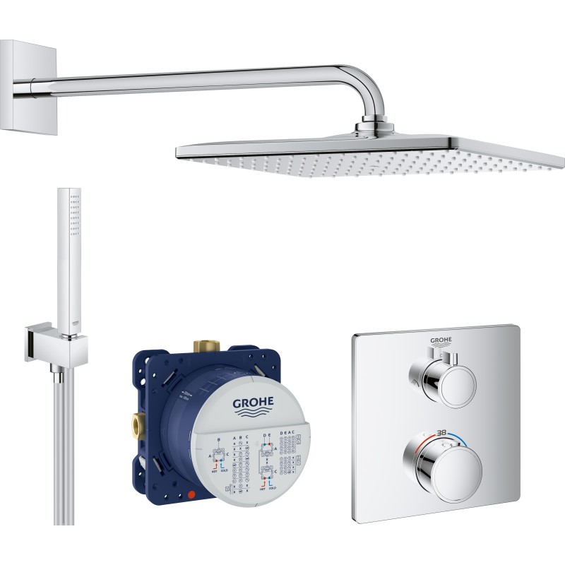 Grohe Grohtherm Cube duschset, vattenbesparande, krom