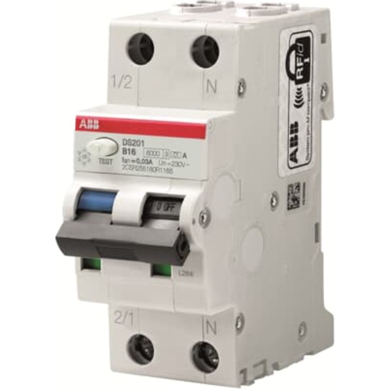 ABB DS201 PFI kombiafbryder C, 1P+N, 16A