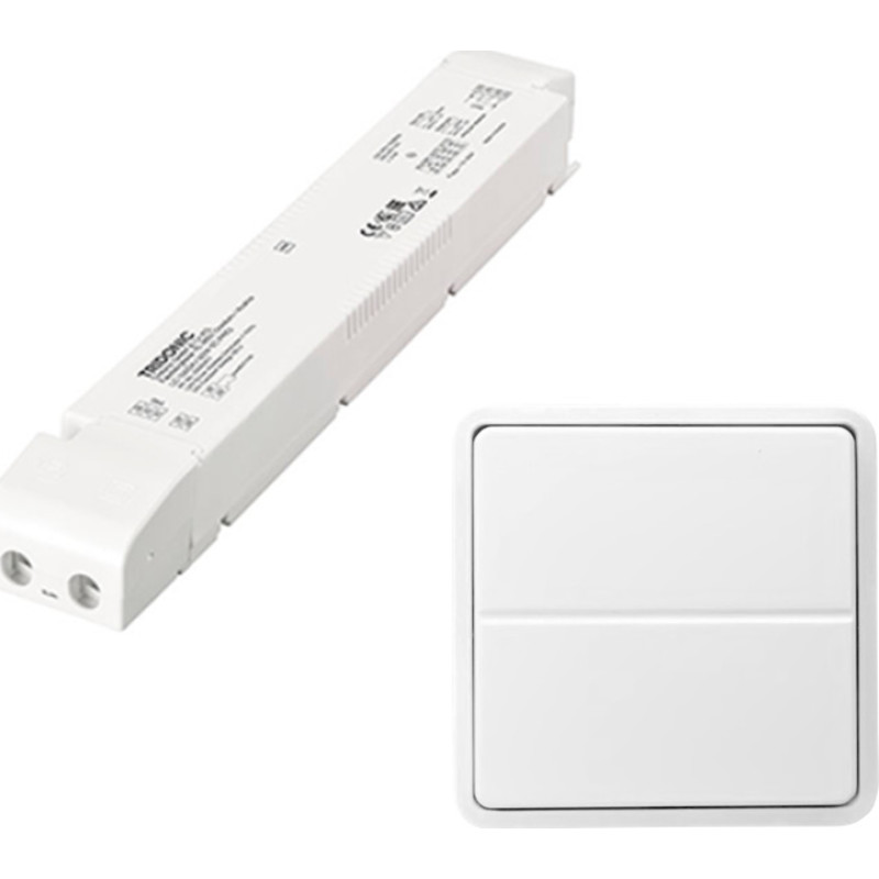 Jumitech Trådløs LED driver 100W/24V og parret 2-tryk