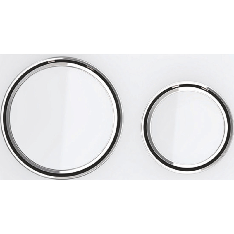 Geberit Sigma 50 Round spolplatta, vit glas/krom