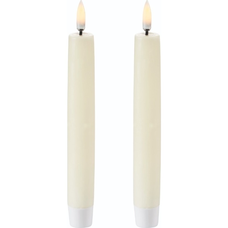 6 stk Uyuni LED kronelys, batteri, råhvid