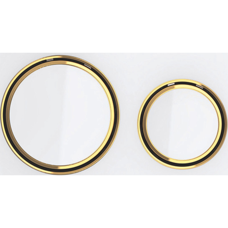 Geberit Sigma 50 Round spolplatta, vit glas/mässing