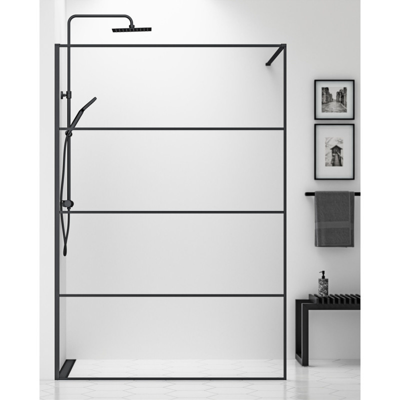 Gustavsberg Square duschv&auml;gg, 138 cm, klart glas, matt svart profil