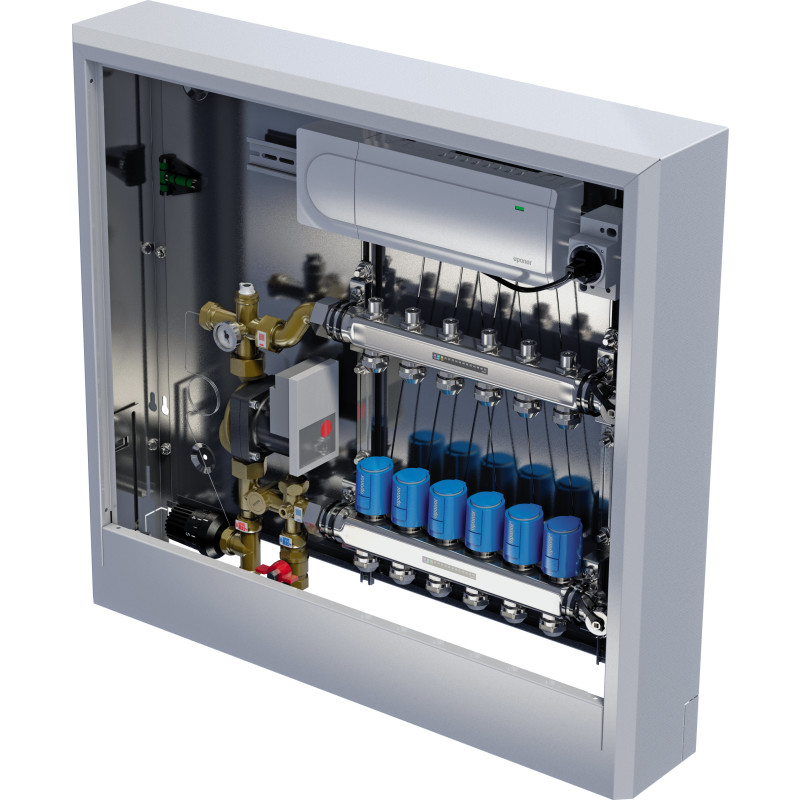 Uponor Comfort skab med shunt, 6 kredse