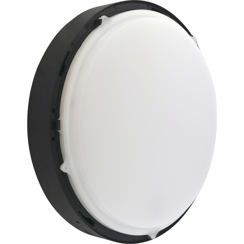 Palma Vægarmatur 12W - LED uden front, CCT switch 3000K/4000K, mat sort, rund IP65