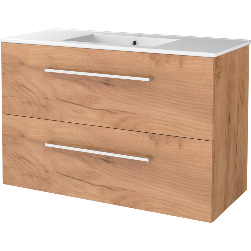 Sanibell Basicline møbelsæt med håndvask. 101x46cm whiskey eg