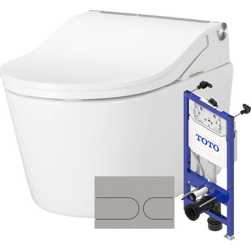 Toto Washlet RW duschtoalettpaket, reng&ouml;ringsv&auml;nlig, vit/borstat rostfritt st&aring;l