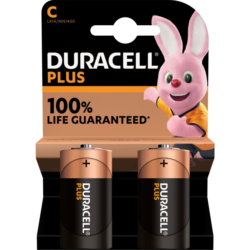 Duracell Plus C batterier, 2 stk.