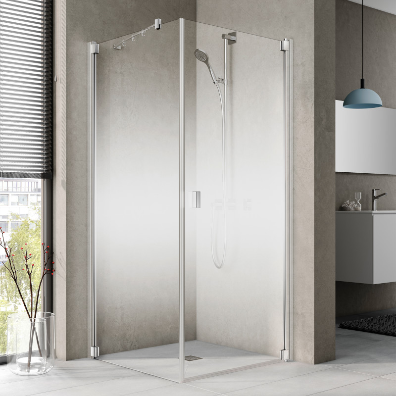 Kermi Raya 1KR duschdörr, 98 cm, höger, till TOR, halvfrostat glas, aluminium profil