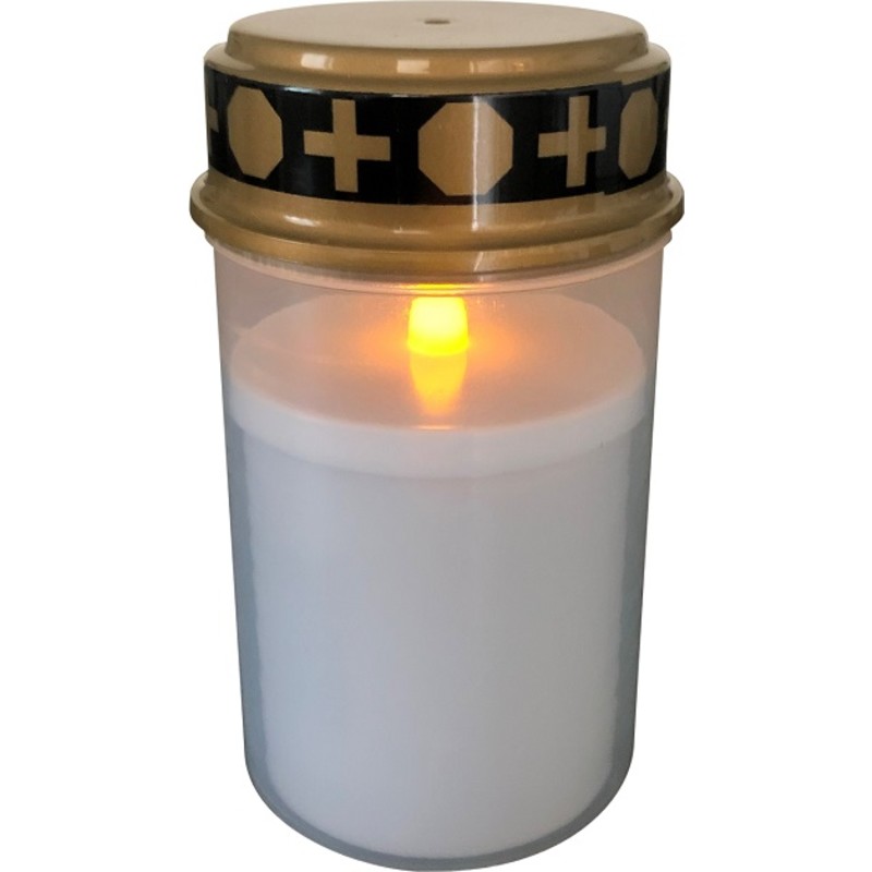 LED Gravlys, med sensor, Ø70 H125, bruger 2xAA batterier