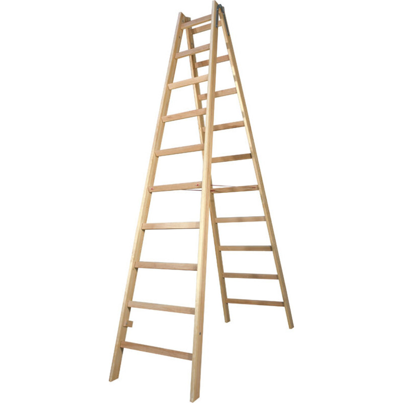 Jumbo Proff wienerstige i træ, 2 x 10 trin, 270cm