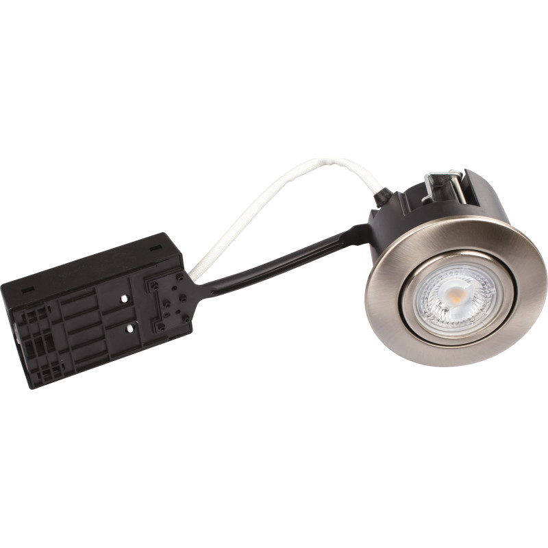 Luna quick install 230v dæmpbar flimmerfri gu10 5w 2700k 370lm ip44 ss316 børstet stål rund.