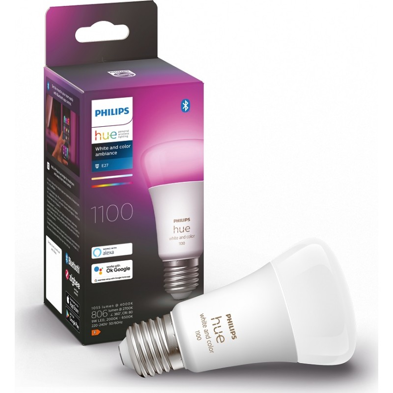 Philips Hue White Color Ambiance E27 standardlampa, 2000K-6500K, 9W