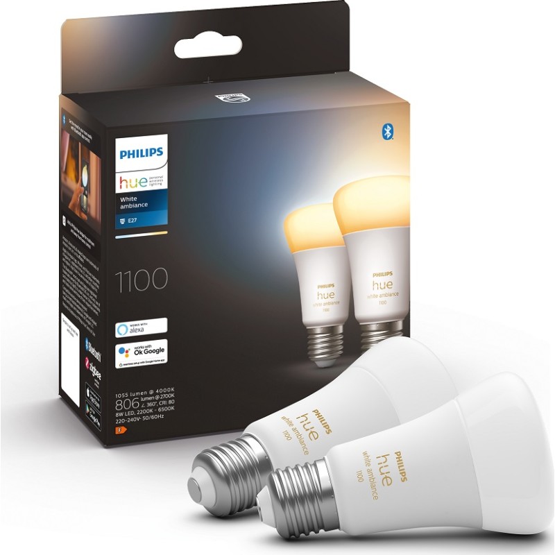 Philips Hue E27-pre, A60, White ambiance, 1100lm, Zigbee (2 pak) (2025)
