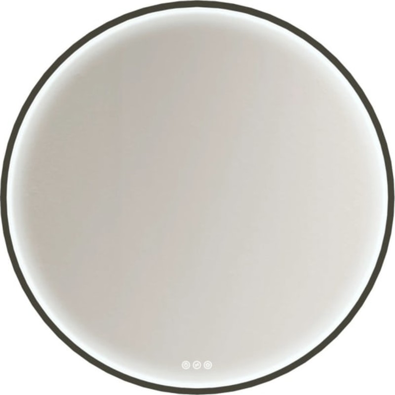 Dansani Moon rammespejl Ø75 cm med LED lys, sort