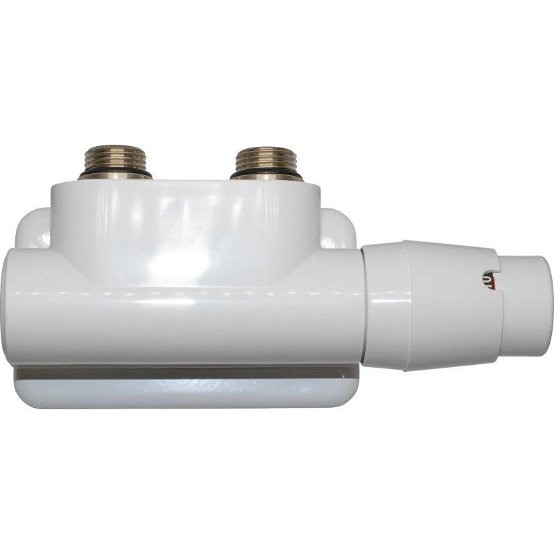 Kriss Twin RTL (50mm) Ventilsæt 1/2'' vinkelløbende. Returtermostat inkl føler. Fremløb i venstre side. Hvid