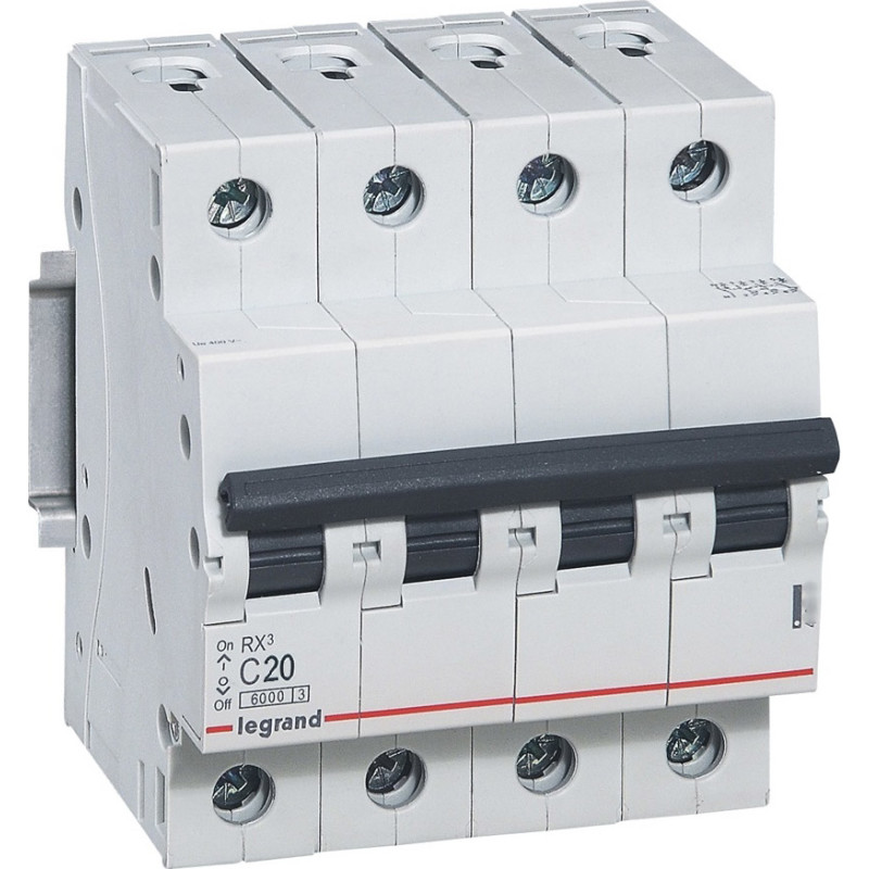 Legrand RX3 - Automatsikring, C 10A, 230/400Vac, 4P, 6kA, 4 modul