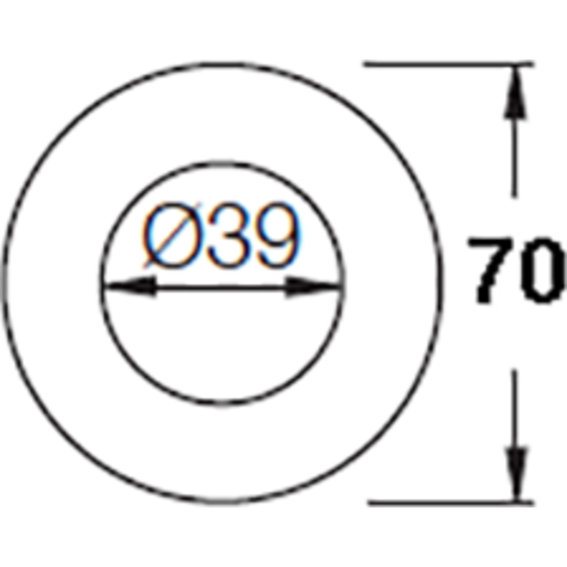 Vola 70 mm dækroset, Ø39 mm, børstet krom