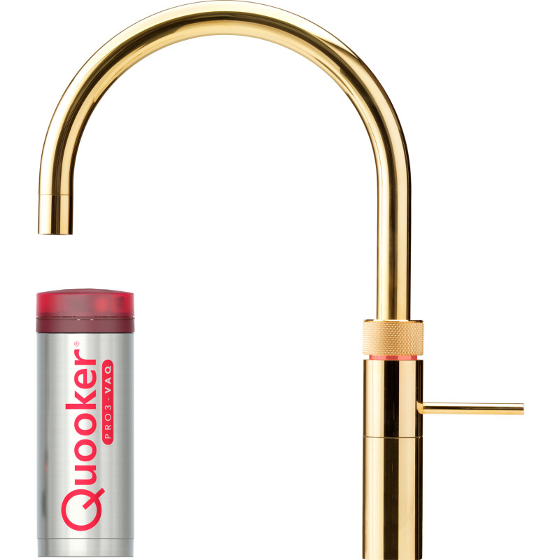 Quooker Fusion Round Pro3 køkkenarmatur, kogende vand, messing