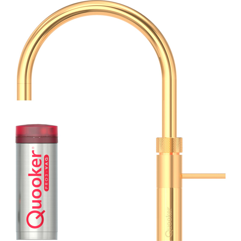 Quooker Fusion Round Pro3 køkkenarmatur, kogende vand, guld