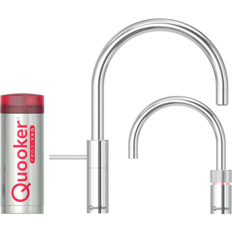 Quooker Twintaps Round Pro3 køkkenarmatur, kogende vand, krom