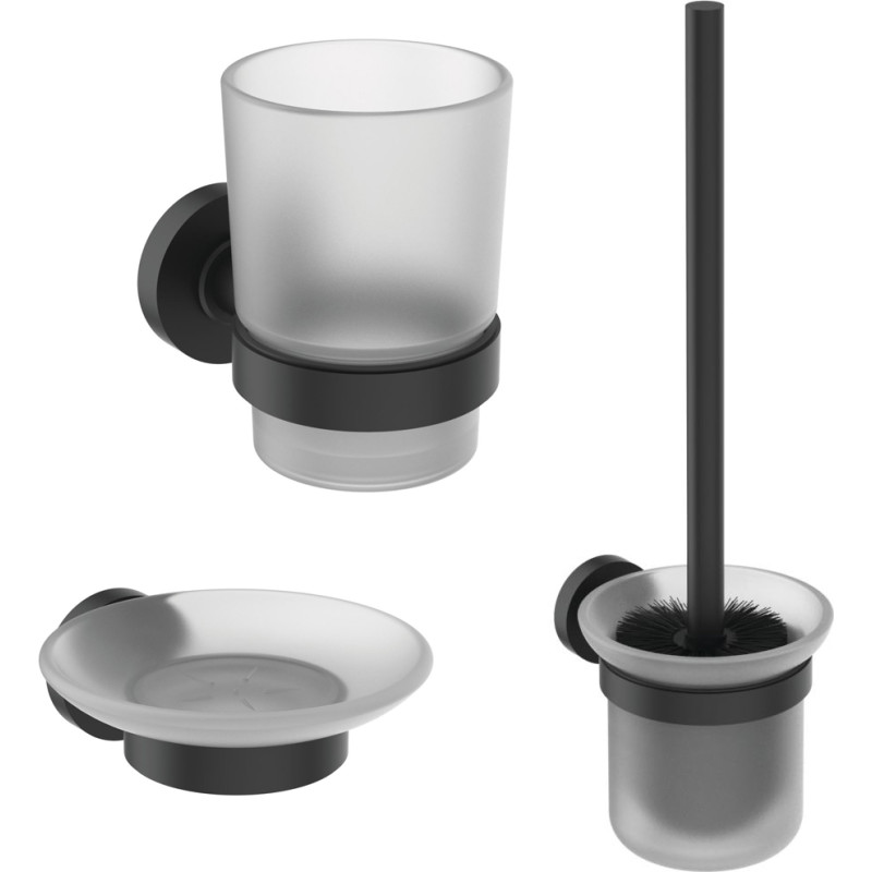 Børma IOM Toiletbørste, tandkrus & sæbeskål, Glas/Silk Black