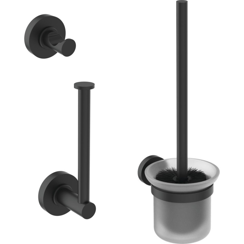 Børma IOM Krog, toiletbørste & toiletrulleholder, Glas/Silk Black