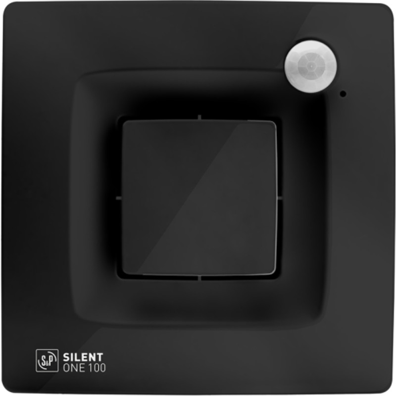 S&P Silent Dual 100 One ventilator med adaptiv hygrostat, timer og PIR sensor, 167x167mm, ø99mm, SORT