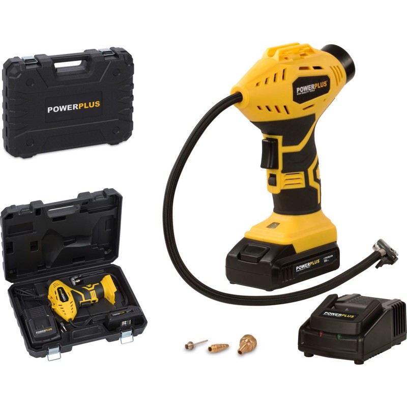 PowerPlus luftpumpe m/batterier 1 x 18V/1,5Ah