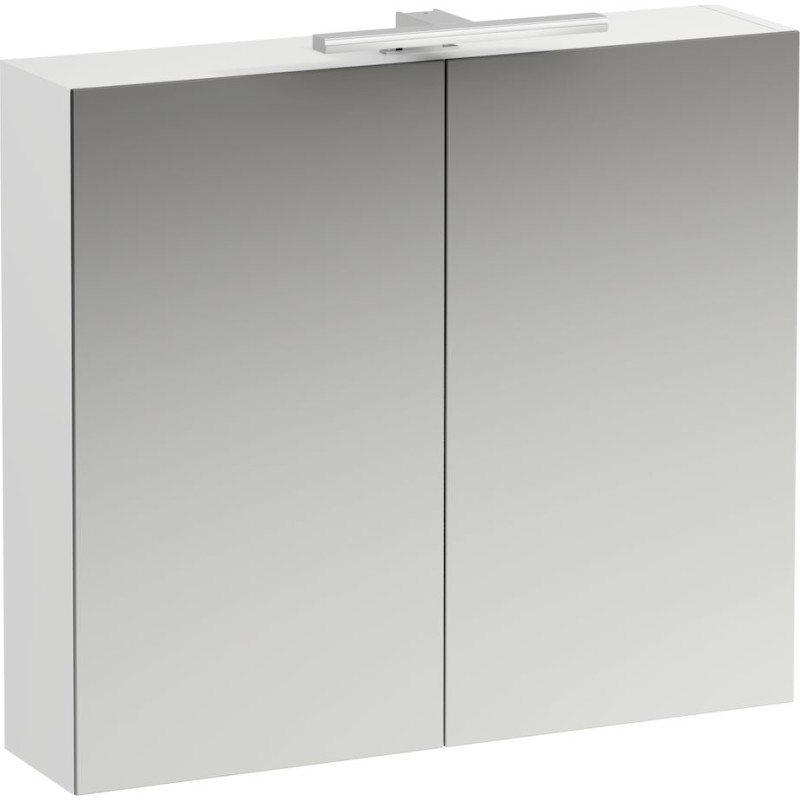 Laufen base spejlskab 800 mm. Med lys & eludtag eu ip 44. 800x700x180 mm. Mat hvid
