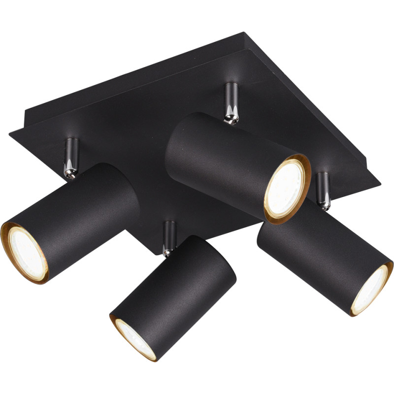 Trio Lighting Marley takspotlight, 4 spotlights, svart