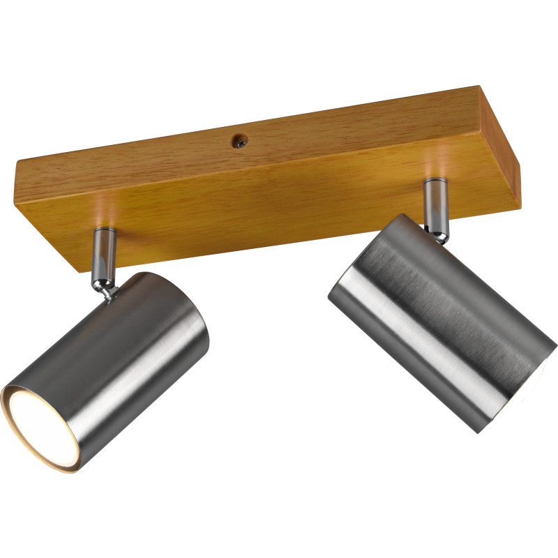 Trio Lighting Marley takspotlight, 2 spotlights, träd/stål