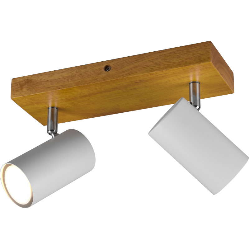 Trio Lighting Marley spotlampe, 2 spots, træ/hvid