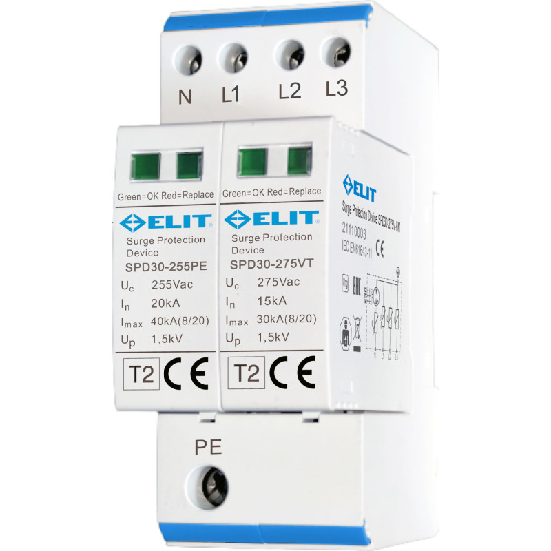 Elit SPD30-4PT2 transientbeskyttelse, type 2, 275V, 2 modul
