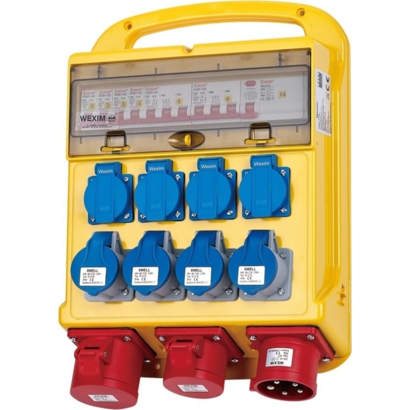 Byggestrømstavle 32A 10 Udtag - 4xDK + 1xCEE 32A + 16A 400V + 4xCEE 16A 230V