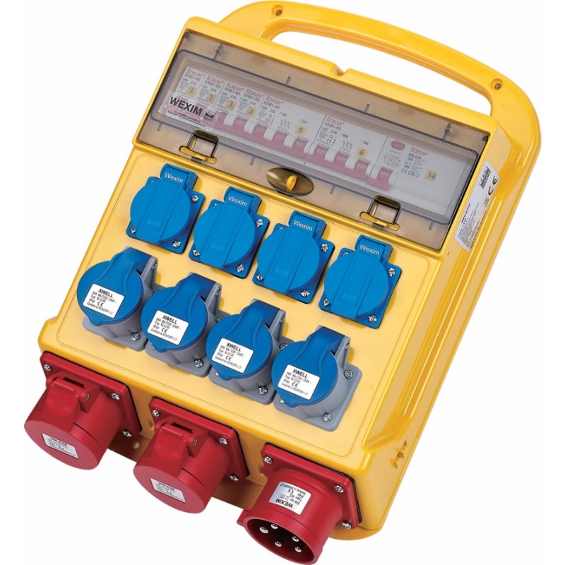 Byggepladstavle 16A, 4xDK + 2xCEE 16A 400V + 4xCEE 16A 230V