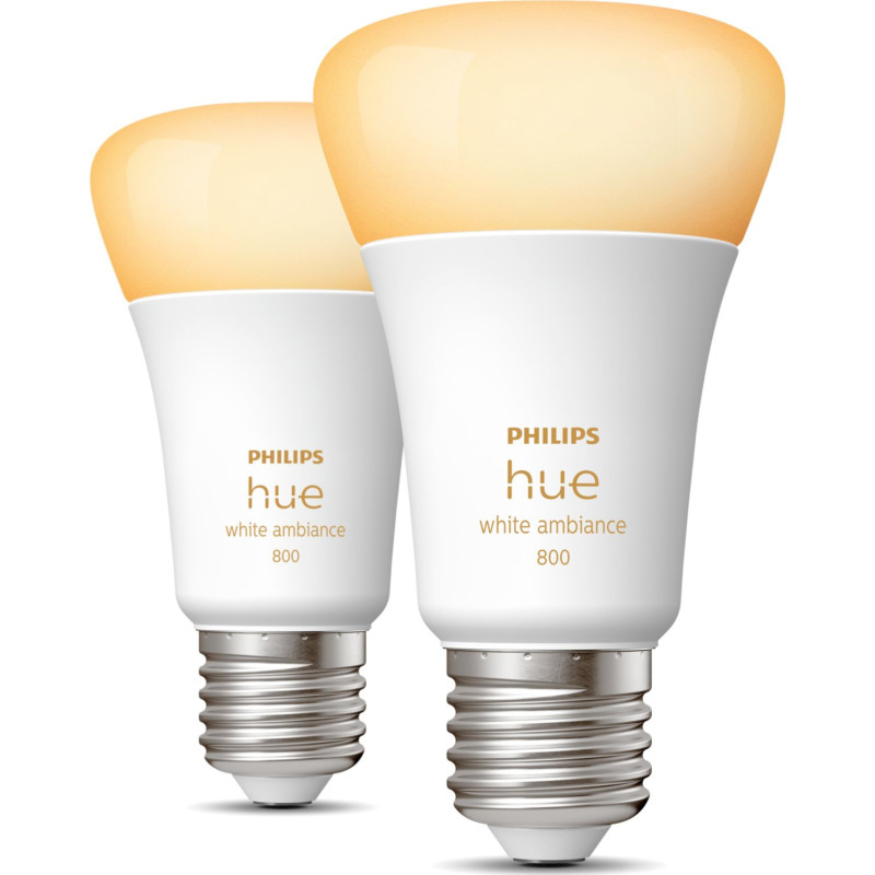Philips Hue E27 LED-pre, White ambiance, 800lm, Zigbee + Bluetooth - 2 pak (restsalg)
