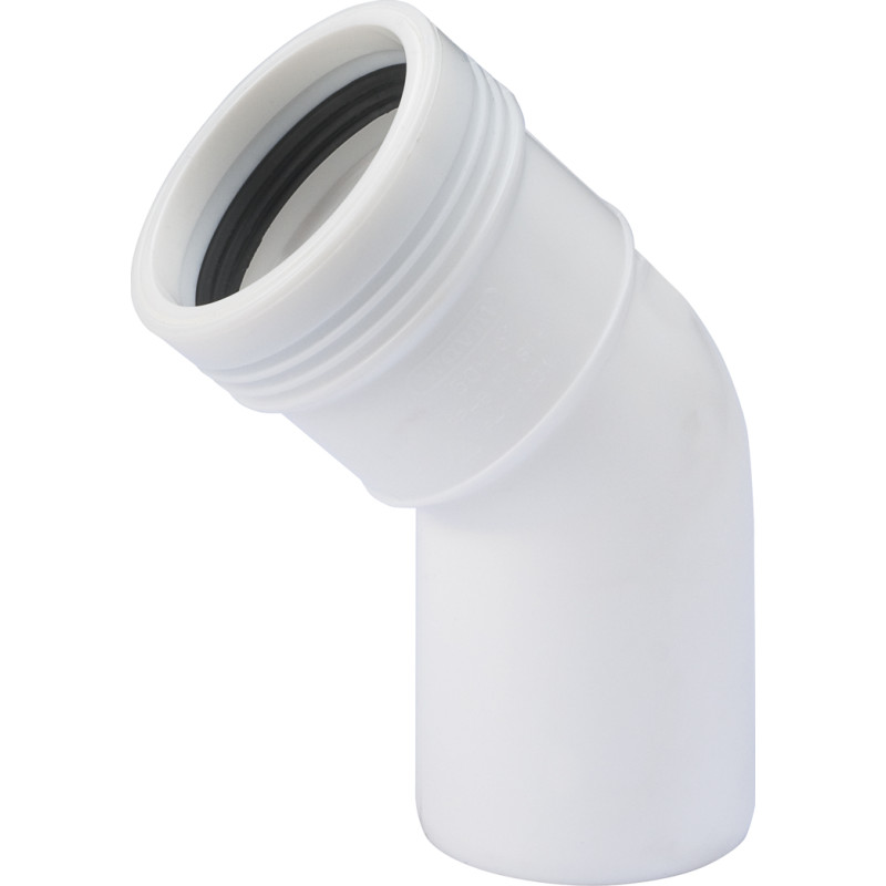 Wavin Wafix afløbsbøjning, 45°, Ø32 mm, plast, hvid