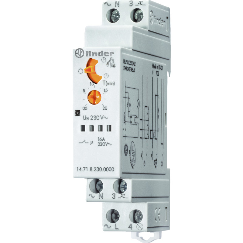 Trappeautomat 16A 230V, 30S-20M, 3 funktioner, skrueterminal