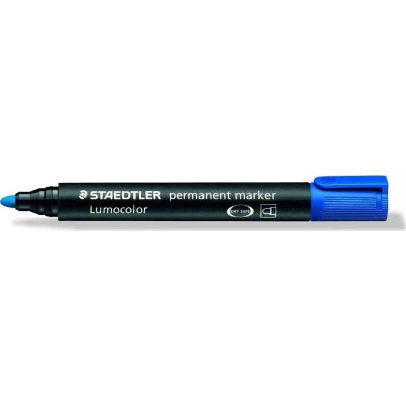 Marker permanent tusch m. rund spids, 2mm - Blå