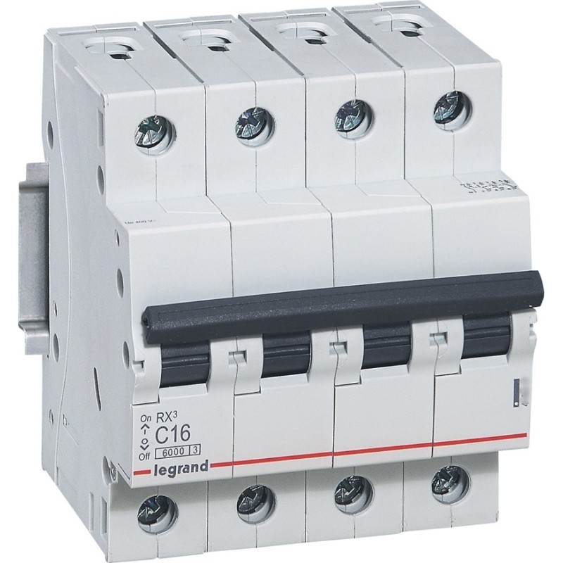 Legrand RX3 - Automatsikring, C 16A, 230/400Vac, 4P, 6kA, 4 modul