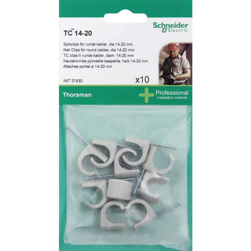 SCHNEIDER ELECTRIC Clips TC 14-20 2,0x35 grå - 10 stk- I pose for DIY