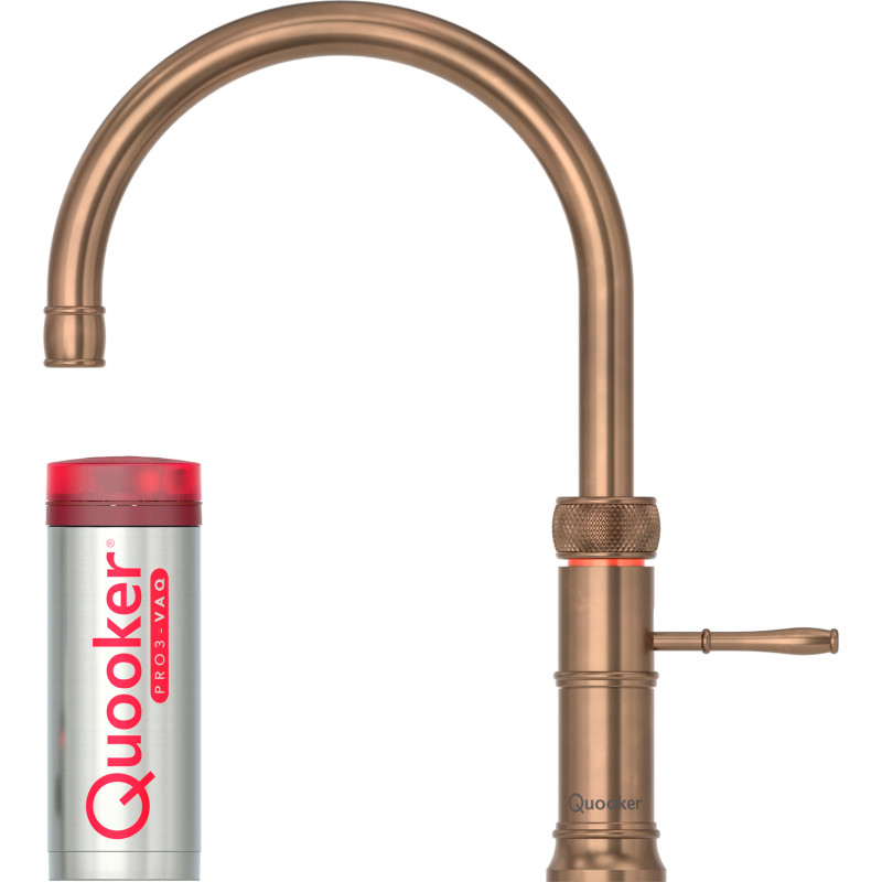 Quooker Classic Fusion Round Pro3 køkkenarmatur, kogende vand, bruneret messing