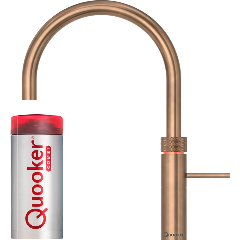 Quooker Fusion Round Combi køkkenarmatur, kogende vand, bruneret messing