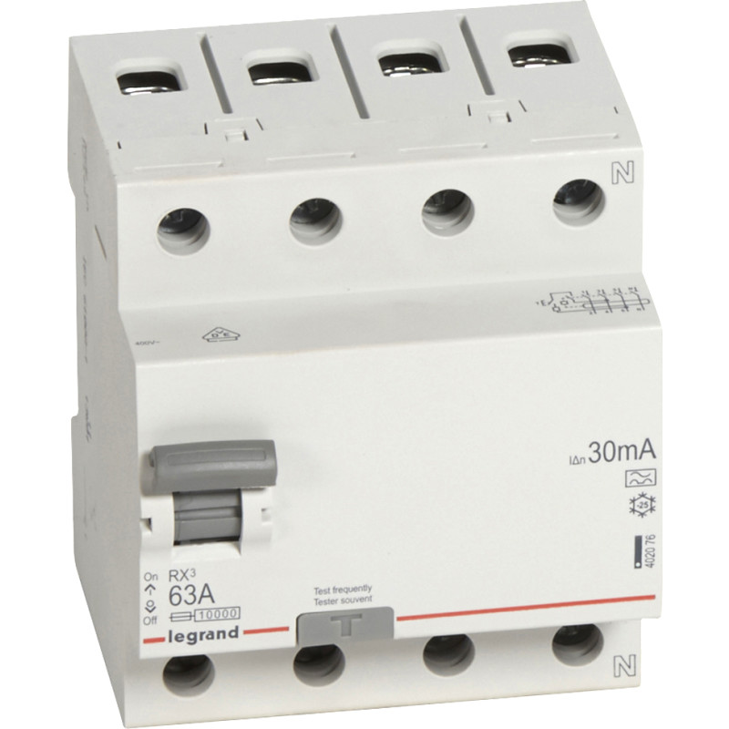 Legrand 402076 RX3 Fi-Schalter 63A 4-polig 30mA Typ A 400VAC 4TE