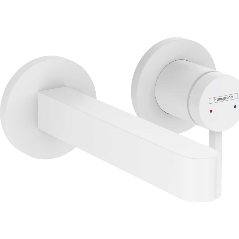Hansgrohe finoris 1-grebs håndvaskarmatur til 2-huls indbygning i væg med 16,8 cm tud mat hvid