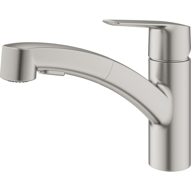 Grohe Quickfix Start k&ouml;ksblandare, utdragbar pip, st&aring;l